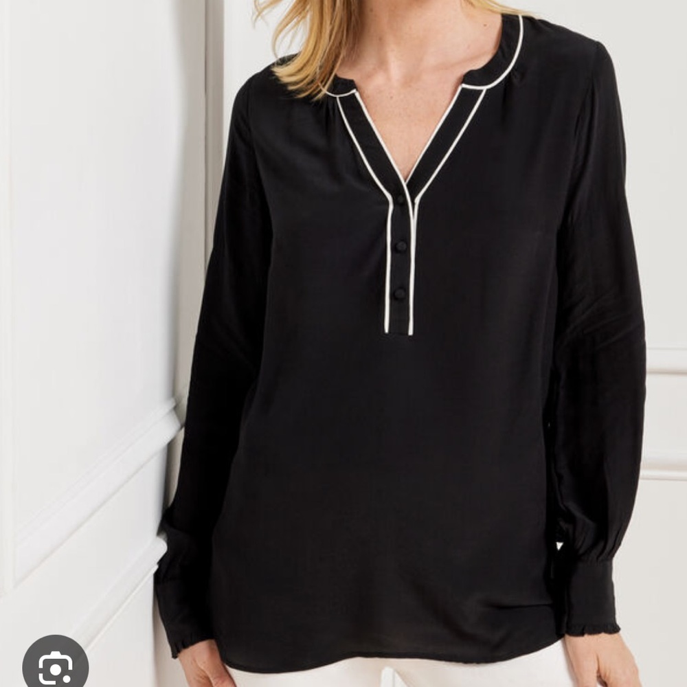 Talbots Piped Placket Top